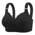 thumbnail image 1 of WHEANG Plus Size Bras for Women Front Closure Wireless Bra Skin Friendly Pattern Embroidery Comfort Everyday Bralette Standard Shoulder Strap Support Push Up Front Hook Bra Size 4XL Black, 1 of 5