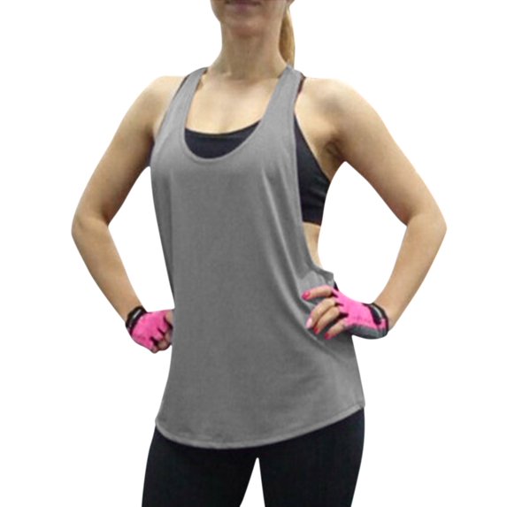 WHEANG Quick Dry Workout Tank Tops Women Loose Sleeveless Workout Tank Tops Moisture Wicking Athletic Camisole Lightweight Flowy Yoga Running Workout Tops Color Gray Size M