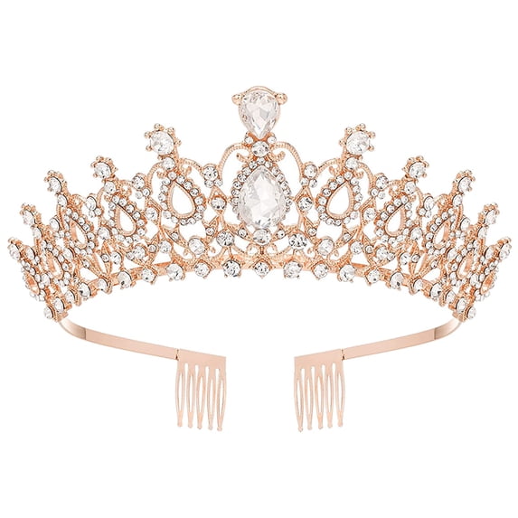 WHEANG Rhinestone Hair Crown Headbands for Women Sparkly Crystal Bridal Hair Accessories Wedding Birthday Prom Party Decorative Hair Crown for Bridesmaid Evening Formal Occasions Gold