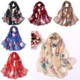 thumbnail image 1 of WHEANG Roses Printing Long Soft for Women Quick Dry Simulation Silk Shawl Scarves Summer Cooling All-day Comfort Lightweight Scarf Fashion Soft Wrap Scarf Under $5 Red Summer Sales Under $2, 1 of 3