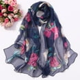 thumbnail image 1 of WHEANG Roses Printing Long Soft for Women Quick Dry Simulation Silk Shawl Scarves Summer Cooling All-day Comfort Lightweight Scarf Fashion Soft Wrap Scarf Under $5 Blue Summer Sales Under $2, 1 of 2