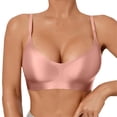 thumbnail image 1 of WHEANG Satin Bras for Women Back Beauty Bra Soft Support Breathable Casual Plus Size Bra Wireless Comfort Everyday Bra Cross Back Push Up Bra for Daily Wear Size L Pink, 1 of 5