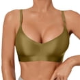 thumbnail image 1 of WHEANG Satin Bras for Women Back Beauty Bra Soft Support Breathable Casual Plus Size Bra Wireless Comfort Everyday Bra Cross Back Push Up Bra for Daily Wear Size L Green, 1 of 5