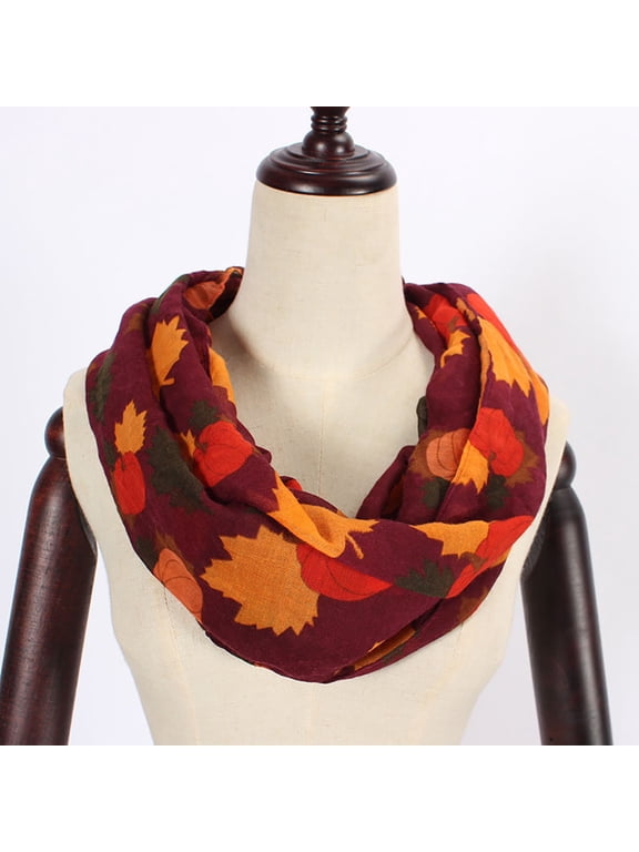 Scarf for Women Lightweight Sheer Chiffon Scarf Pumpkin Maple Leaf Print Fall Halloween Scarves Soft Airy Bali Scarf Wrap Fashion Neck Scarf One Size 2026 Sales