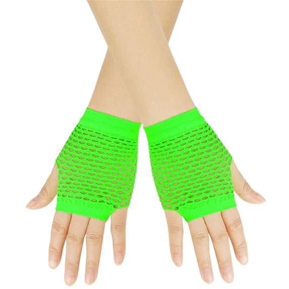 WHEANG Short Fingerless Fishnet Gloves for Women Summer Fashion Comfortable Stretchy Fit Fishnet Gloves Fish Net Breathable Mesh Cooling Goth 80s Scene Accessories Green 2026 Sales Under $1