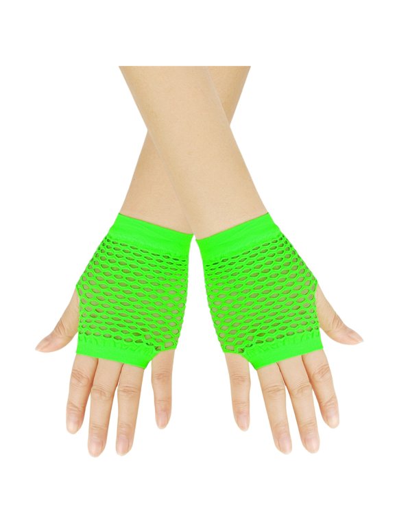 Short Fingerless Fishnet Gloves for Women Summer Fashion Comfortable Stretchy Fit Fishnet Gloves Fish Net Breathable Mesh Cooling Goth 80s Scene Accessories Green 2026 Sales Under $1