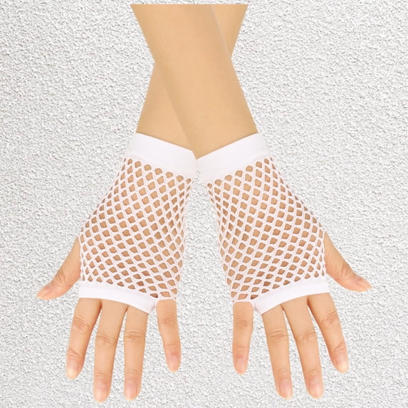 WHEANG Short Fishnet Gloves for Women Men Fingerless Fish Net Mesh Goth 80s Scene Accessories Short Fishing Net Gloves Save Multi-color Elastic Gloves Mesh Gloves