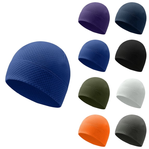 WHEANG Skull Cap for Men Women Lightweight Sweat Wicking Beanie Helmet Liner Windproof Outdoors Sports Skull Cap Suitable for Cycling, Motorcycling, Running, Skiing, Hiking Blue