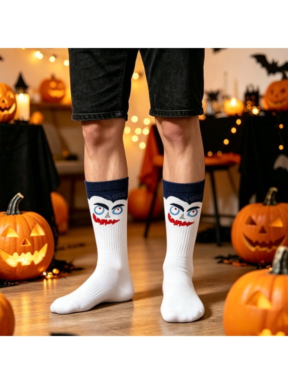 Socks for Women Men Funny Crazy Graphic Mid Calf Socks Holiday Casual Daily Halloween Party Gift Socks Halloween Novelty Socks for Men One Size Blue