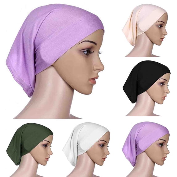 WHEANG Soft Stretch Head Wraps for Women Summer Cooling Turban Hat Hair Loss Head Scarf Wrap Cap Soft Easy Care Modal Hijab Cap Chemo Cap Solid Color Hijabs for Women Muslim White
