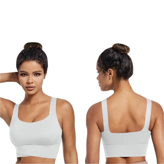 WHEANG Sports Bras for Women Yoga Beauty Sports Bra with Removable Pads High Support Workout Top Shockproof Running Athletic Vest Bra for Gym Fitness Activewear Size M White