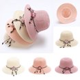 thumbnail image 1 of WHEANG Straw Sun Hats for Women Floral Bow Wide Brim UV Protection Summer Beach Hat Foldable Lightweight Vacation Sun Hat Stylish Decorative Bowknot Straw Hats for Women Purple, 1 of 2