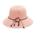 thumbnail image 1 of WHEANG Straw Sun Hats for Women Floral Bow Wide Brim UV Protection Summer Beach Hat Foldable Lightweight Vacation Sun Hat Stylish Decorative Bowknot Straw Hats for Women Pink, 1 of 2