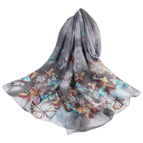 WHEANG Summer Cooling Lightweight Scarf for Women - Fashion Elegant Flower Print Long Soft Wrap Scarf Beach Cover Up Skin-Friendly Neck Scarf for Women Under $5 Black Summer Sales Under $2