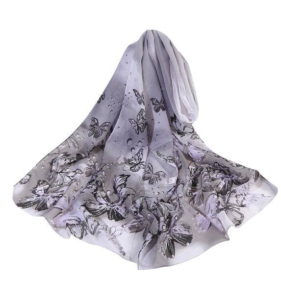 WHEANG Summer Cooling Lightweight Scarf for Women - Fashion Elegant Flower Print Long Soft Wrap Scarf Beach Cover Up Skin-Friendly Neck Scarf for Women Under $5 Gray Summer Sales Under $2