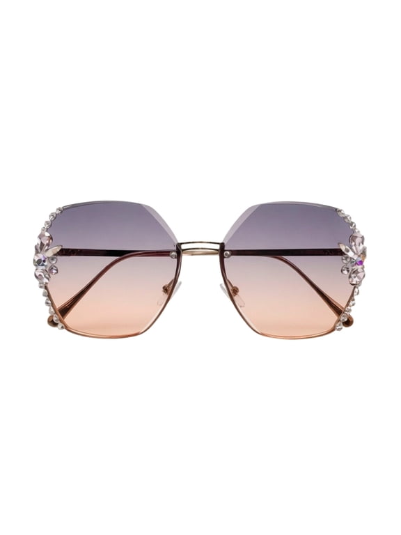Sunglasses Womens Rhinestone Sparkling Sunglasses Bling Crystal Frame Shades Slim Face Sun Glasses UV400 Protection Sunglasses 2026 Summer Trendy Styles(Orange One Size) Summer Sales Under $2
