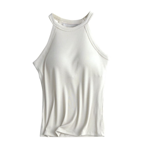 WHEANG Tank Tops for Women Solid Camisole Tank Tops with Built-in Padded Bra Adjustable Spaghetti Strap Wireless Shelf Bra Cami 2026 Womens Summer Tops(Color White Size M)