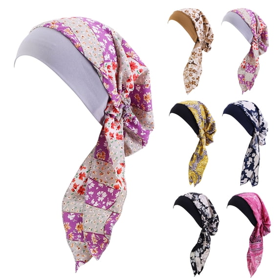 WHEANG Turban Hats for Men Women Colorful Printed Stretch Headbands Floppy Chemo Caps Soft Elastic Pirate Bandana Scarf Breathable Lightweight Head Scarf for Women Yellow