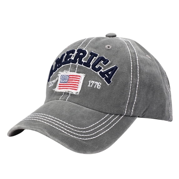 WHEANG USA Flag Baseball Caps for Women Men - Fashion 250 Anniversary USA Flag 1776 Distressed Washed Baseball Cap Adjustable Summer Sun Hats July 4th Memorial Day Cap Under $5 Gray