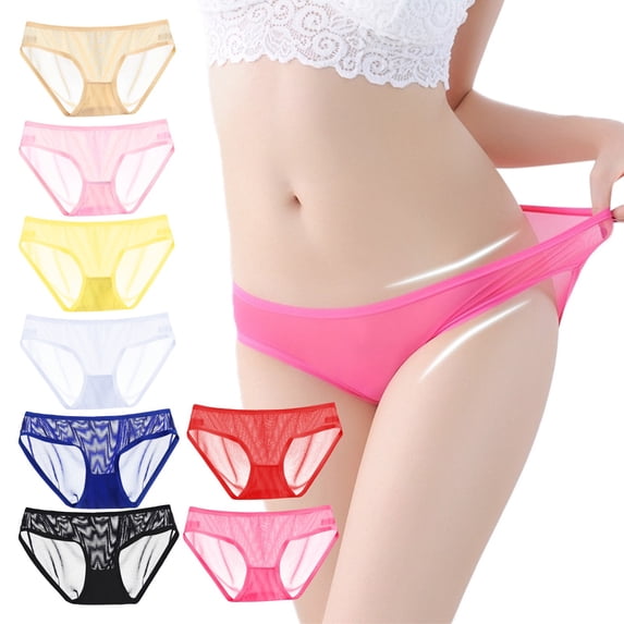 WHEANG Underwear Women Low Rise Sheer Mesh Panties Cute Invisible No Show Transparent Triangle Underwear All-Day Comfort Soft Breathable Womens Underwear Black XL