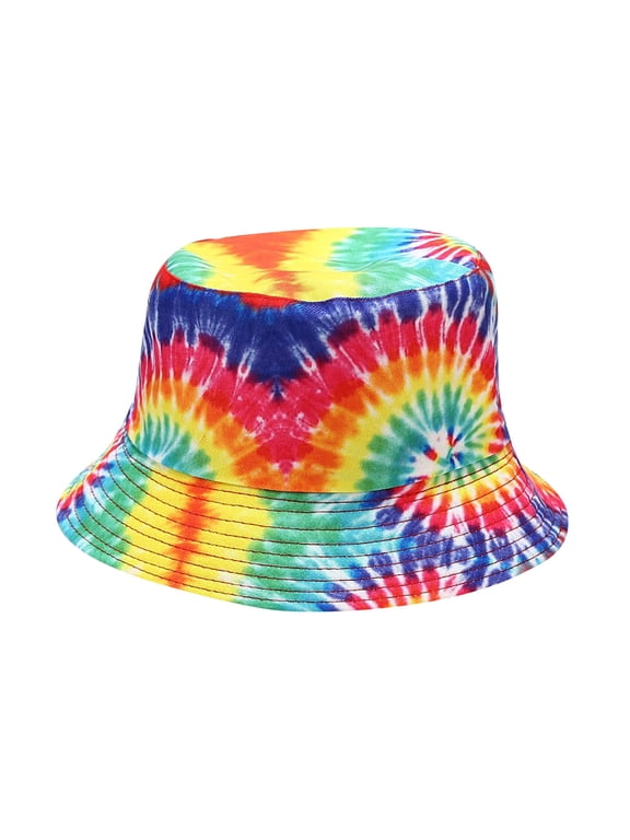 Unisex Tie Dye Bucket Hat Summer Lightweight Cooling Fisherman Cap Fashion Printed Outdoor Travel Beach Hat for Men Women Wide Brim Foldable Daily Casual Sun Hat Multicolor
