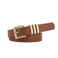 thumbnail image 1 of WHEANG Unisex Wide Leather Belt with Gold Metal Buckle Premium Versatile Waist Belt for Jeans Business Daily Wear Adjustable Stretch Waist Belts for Women Men(Color Beige One Size), 1 of 2