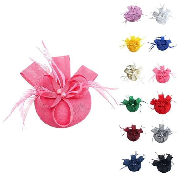 WHEANG Vintage Fascinator Hats for Women Elegant Mini Derby Tea Party Cocktail Wedding Bridal Headpiece Floral Feather Small Fascinator Headbands for Women Hair Accessory Purple Size One Size