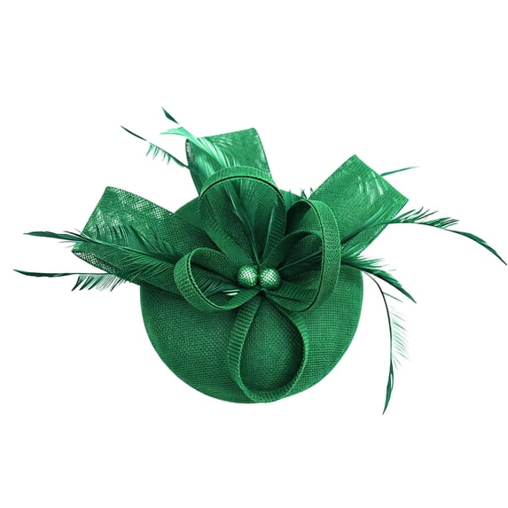 WHEANG Vintage Fascinator Hats for Women Elegant Mini Derby Tea Party Cocktail Wedding Bridal Headpiece Floral Feather Small Fascinator Headbands for Women Hair Accessory Green Size One Size