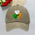 thumbnail image 1 of WHEANG Washed Baseball Cap for Women Men Four-leaf Clover Pattern Cap Retro Denim Baseball Cap Old Daddy Pre-Curved Visor Summer Sun Hats Comfortable Daily Wear Casual Cap Khaki One Size, 1 of 3
