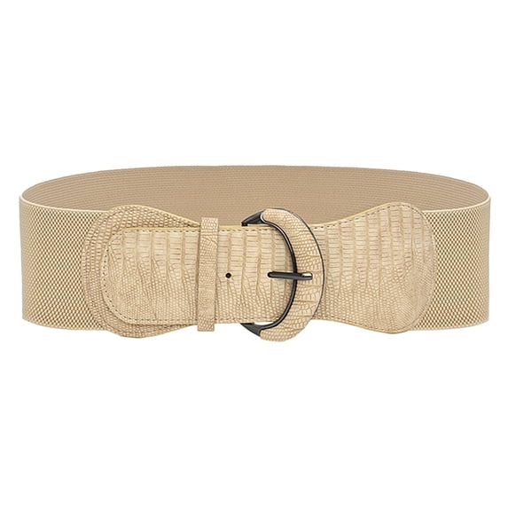 WHEANG Western Belt Summer Elastic Waist Belt Versatile Decorative Waist Cincher Wide Stretch Belt for Dresses, Coats, Skirts, Fashion Ladies Dress Accessory with Stylish Buckle(Color Brown One Size)