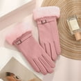 thumbnail image 1 of WHEANG Winter Gloves Winter Suede Gloves With Cuffs Soft Warm Touchscreen Fleece Lined Faux Rabbit Fur Pink One Size, 1 of 3