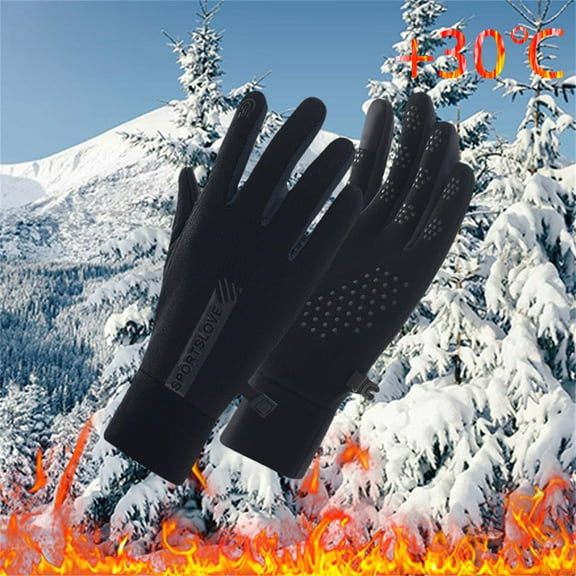 WHEANG Winter Gloves Winter Touchscreen Gloves Fleece Lined Warm Soft Polyester Windproof Black One Size