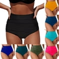 thumbnail image 1 of WHEANG Women High Waisted Bikini Bottoms Vintage Ruched Lightweight Swim Briefs Soft Stretch Tummy Control Retro Bathing Suit Bottoms for Beach Pool Summer Swimwear White S, 1 of 4
