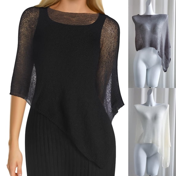 WHEANG Women Mesh Sheer Side Slit Sheer Poncho Shrug Short Sleeve Beach Skirt Wear Bikini Beach Cover-up Shawl Irregular Loose Lazy Shawl Thin Sun Cape Women's Shawl Beige Summer Sales Under $2