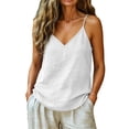thumbnail image 1 of WHEANG Women's Cotton Linen Sleeveless Tank Top, Lightweight Oversized V Neck Casual Waistcoat, Keeps Cool All-Day Comfort Trendy Daily Outfits Summer Tops for Women(Color White Size L), 1 of 4