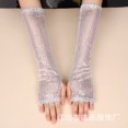thumbnail image 1 of WHEANG Women's Fishnet Gloves Lightweight Long Soft & Stretchy Comfort Fishnet Gloves Sparkly Long Gloves for Women Men Mesh Arm Sleeve Tulle Glove Glitter Fishnet Gloves Halloween Wedding White A, 1 of 4