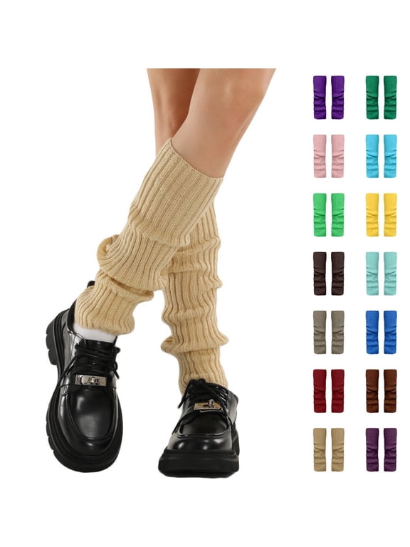 Foot Warmers Soft Cable Knit Ankle Warmers Cozy Thermal Sock Cuffs Stretchy Boot Cuffs Socks Non-Slip Warm Foot Covers(Color Brown One Size) 2026 Sales Under $1