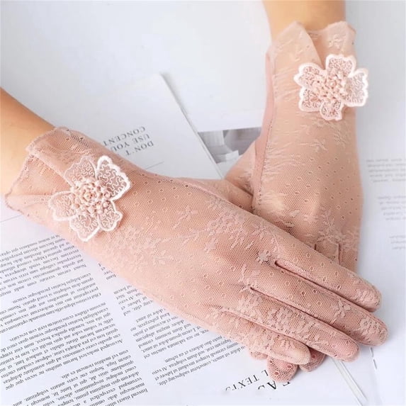 WHEANG Women's Lace Gloves Thin Soft Ice Gloves Short Breathable Gloves Summer Lace Gloves Casual Short Gloves Classic Simple Gloves Ceremonial Accessory 1Pair Pink One Size 2026 Sales Under $1