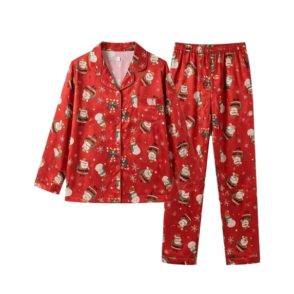 WHEANG Women's Pajama Sets Long Sleeve Top & Long Pants 2 Piece Loungewear Soft Casual Sleepwear PJ Sets for Women Relaxed Fit Nightwear for Home Sleeping Daily Wear Size 2XL Red