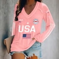 thumbnail image 1 of WHEANG Women's USA 250th Anniversary Shirt 1776-2026 Patriotic V Neck Long Sleeve Tee American Flag Graphic Tops Fashion Summer Comfortable Tee Color Pink Size XXXXXL, 1 of 4