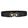 thumbnail image 1 of WHEANG Women's Wide Waist Belt Casual Fashionable Solid Color Stretch Wide Belt Waist Flower-shaped Trim Buttoned Decorative Pants Belt for Women Men Elastic Waistband Belt Black One Size, 1 of 3