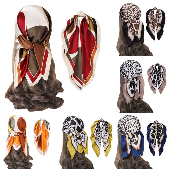 WHEANG Womens Fashion Printed Bandana Headbands Soft Lightweight Square Scarf Head Scarf Multipurpose Hair Band Neck Kerchief for Daily Outfit Travel Beach Holiday Multicolor