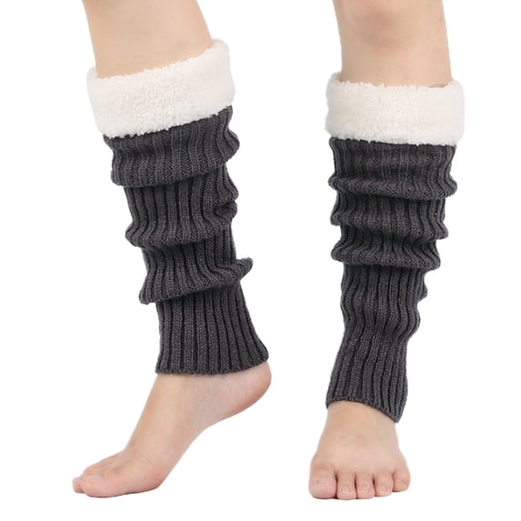 WHEANG Womens Leg Socks Color Block Knit Leg Warmers Fuzzy Furry Christmas Leg Cuffs Winter Warm Slouch Socks Foot Covers for Holiday Party Daily Wear One Size 2026 Sales