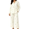 thumbnail image 1 of WHEANG Womens Pajama Sets 2 Piece Cute Patterned Fall Comfy Soft Pj Set With Pockets Long Sleeve Button Up Collar Tops And Pants Pajamas for Women Set Size L Multicolor, 1 of 4