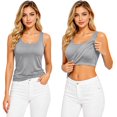 thumbnail image 1 of WHEANG Womens Tank Tops With In Bras 2026 Plus Size Padded Workout Tops Casual Athletic Camisole Tops Square Neck Cami Tank Tops Sleeveless Loose Fit Basic Camisole 3XL Grey 2026 Sales Under $5, 1 of 4