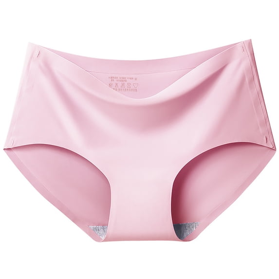 WHEANG Womens Triangle Underpants Ice Silk Seamless Mid-Rise Panties Plus Size Invisible Briefs Soft Stretchy No Show Underwear Breathable No Line Womens Underwear Pink L