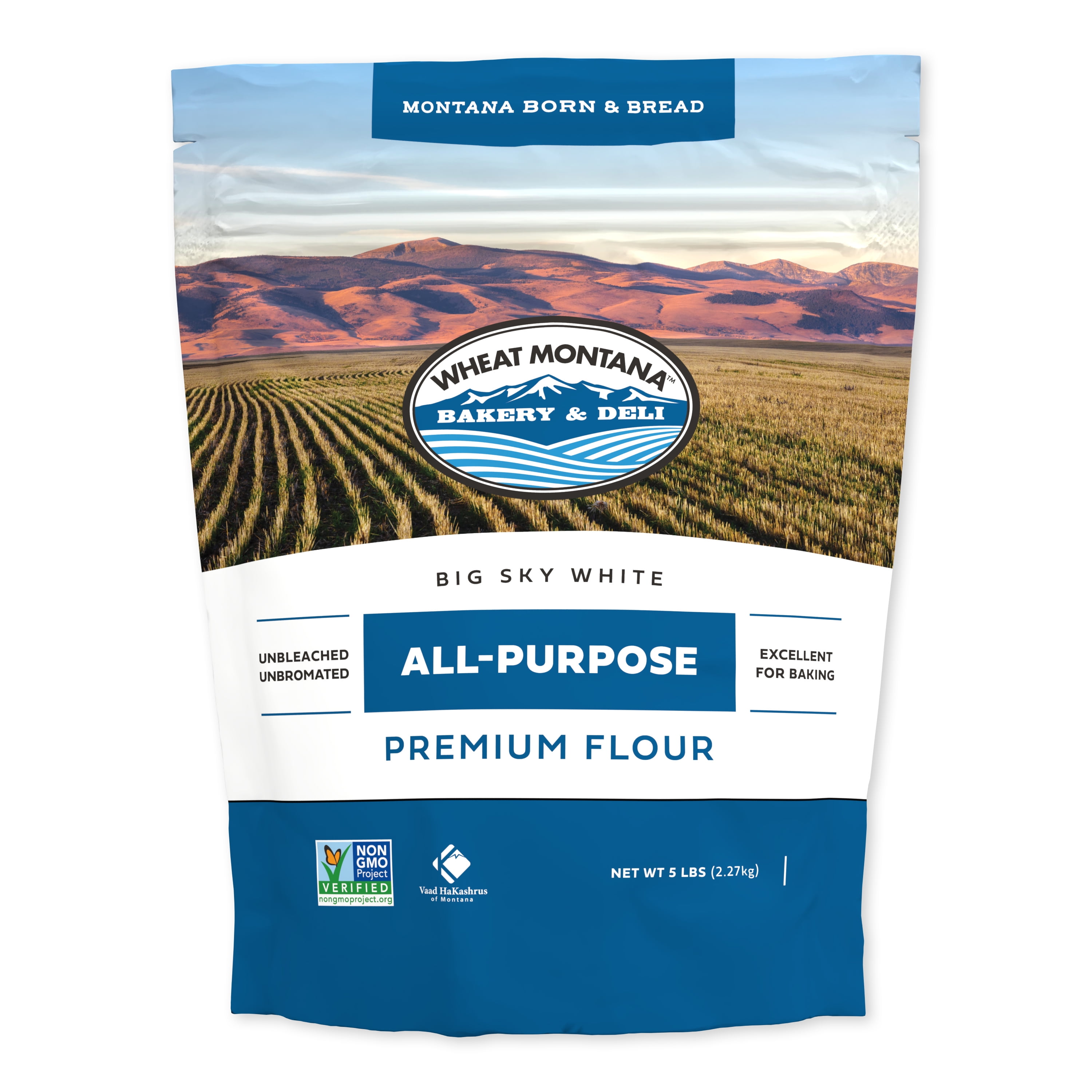 Wheat Montana Bakery, White All-Purpose Unbleached Flour, Non-GMO Verified, Certified Kosher,  5 lbs