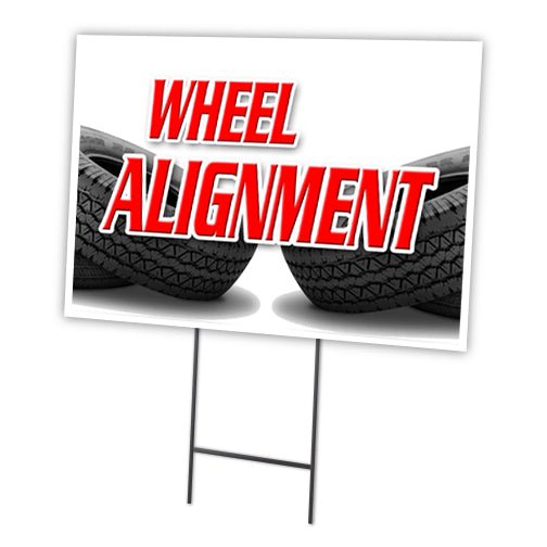 WHEEL ALIGNMENT 18"x24" Yard Sign & Stake | Advertise Your Business | Stake Included Double Sided Image | Made in The USA