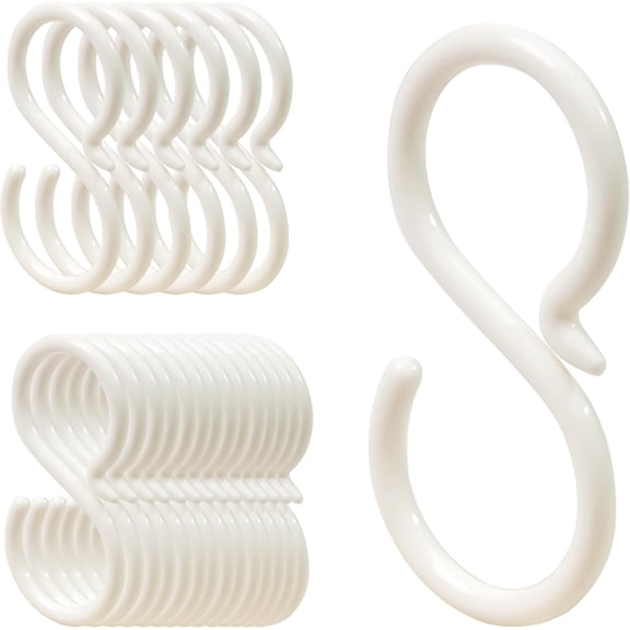 WHFNDF-20Pcs Secure Plastic S-Hooks, Flexible Neck for Easy Lock,Completely Rust-FreeSuitable for Hanging in Various Places Such as Kitchen, Living Room, Bedroom