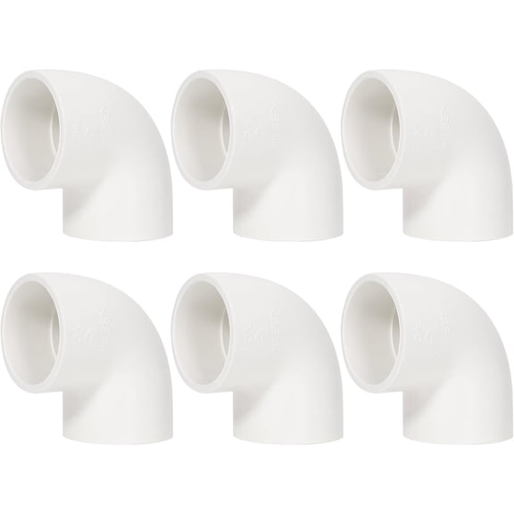 WHFNDF-6 Pack 1 Inch White PVC 90 Degree Elbow Pipe Fittings, SCH40 Furniture Grade, 2 Way Right Angle Pipe Corner Coupling Connectors for DIY Garden Sprinkler Drip Irrigation System